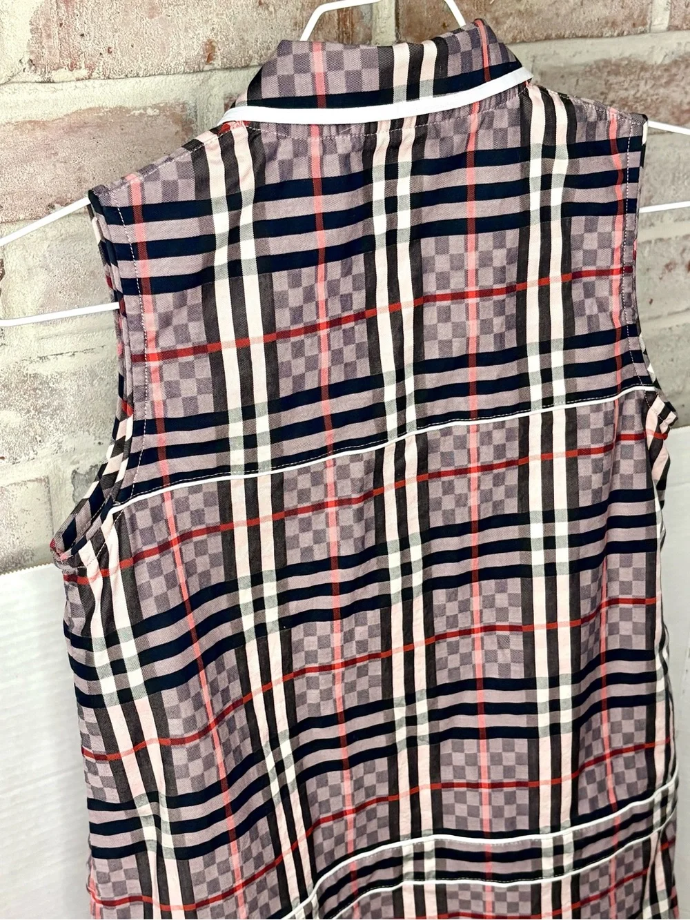Burberry Girl's Carlotta Checkerboard Plaid Collared Sleeveless Dress size 10Y